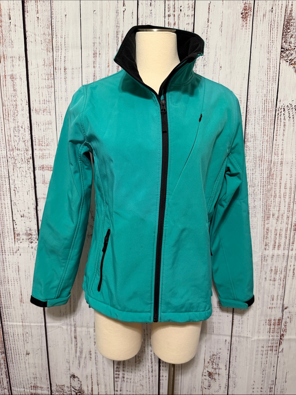 Pulse Teal Utility Softshell Jacket with Black Trim